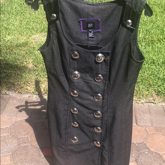 DEPT Button Front Black Dress . - Picture 2 of 8